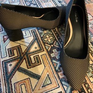 Calvin Klein Black and Tan Textured Work Pumps